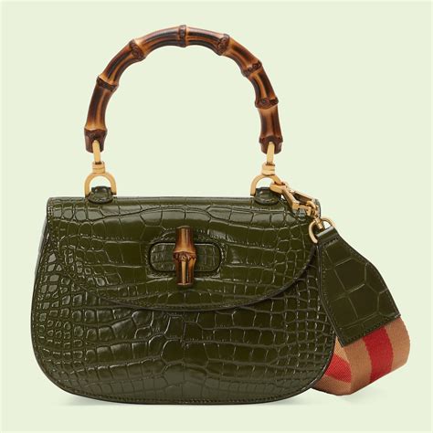 borsa gucci bamboo alligator|gucci diana bamboo bags.